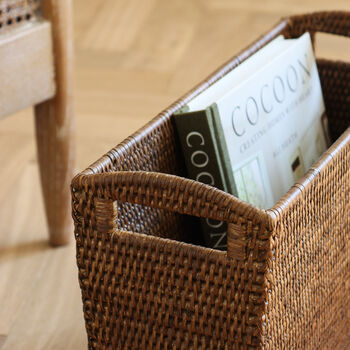Marbury Brown Rattan Magazine Basket, 2 of 4