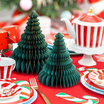 Set Of Three Green Paper Honeycomb Christmas Trees, 3 of 4