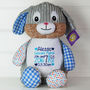 Personalised New Baby Harlequin Rabbit Soft Toy, thumbnail 1 of 6