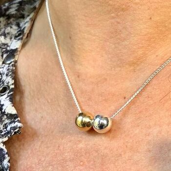 Two Friends Sterling Silver And 18 Kt Gold Necklace, 2 of 4