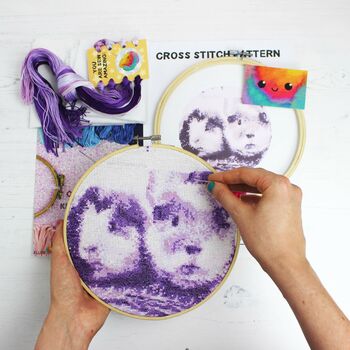 Purple Stitch A Selfie Cross Stitch Kit, 10 of 10