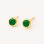 Gold Plated Sterling Silver May Emerald Birthstone Stud Earrings, thumbnail 4 of 6