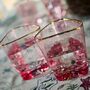 Pair Of Pink And Gold Rimmed Hammered Glasses, thumbnail 9 of 11