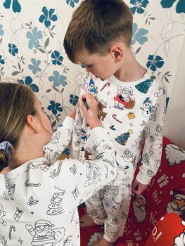 Colour Me In Kids Christmas Pyjamas With Pens, 4 of 10