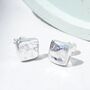 Silver Organic Square Stud Earrings, thumbnail 2 of 5