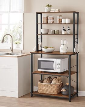 Industrial Kitchen Rack With Shelves And Hooks, 5 of 11