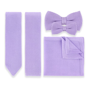 100% Polyester Diamond End Knitted Tie Pastel Purple, 5 of 10