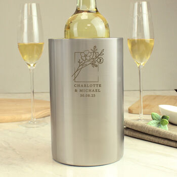 Personalised Floral Stainless Steel Wine Cooler, 4 of 5