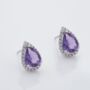 Amethyst 925 Sterling Silver Pear Drop Stud Earrings, thumbnail 3 of 4