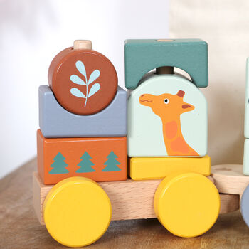 Animal Wooden Train Toy With Personalised Bag, 2 of 4