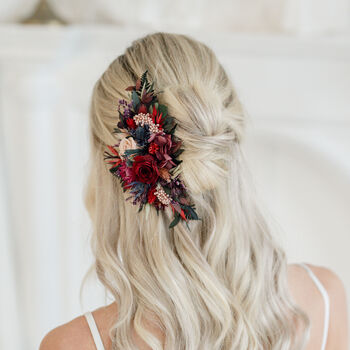 Fawn Jewel Toned Wedding Dried Flower Hair Clip, 2 of 3