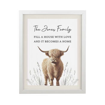 Personalised Highland Cow White Poster Frame, 4 of 4