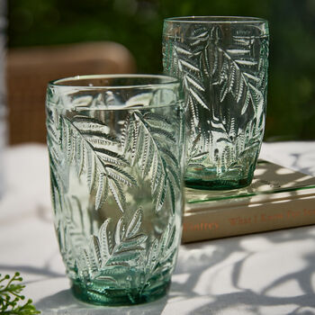 Set Of Four Vintage Colour Embossed Highball Tumblers, 2 of 9