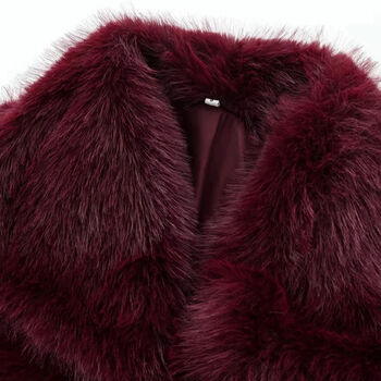 Faux Burgundy Fur Jacket, 3 of 4