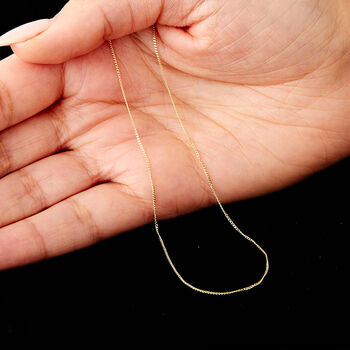 Gold Plated Sterling Silver Light Diamond Cut Curb Chain – 16in To 20in, 2 of 6