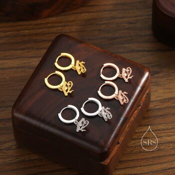 Sterling Silver Eye Of Horus Huggie Hoop Earrings, 4 of 10