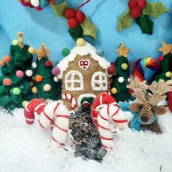 Handmade Felt Gingerbread Sweetshop House Decoration, 4 of 4