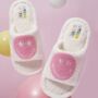 Open Toe Happy Face Plush Slippers, thumbnail 3 of 5