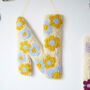 Yellow And Blue Daisy Flower Decorative Letter, thumbnail 1 of 6