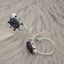 Black Onyx, Agate, Turquoise, Sterling Silver Hoop Earrings, thumbnail 3 of 8