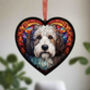 Old English Sheepdog Stained Glass Effect Heart Suncatcher, thumbnail 2 of 5