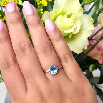 Sky Blue Topaz Ring In Sterling Silver And Gold Vermeil, 7 of 12
