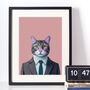 Cat In A Suit Portrait Illustration Art Print, thumbnail 3 of 3