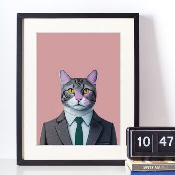 Cat In A Suit Portrait Illustration Art Print, 3 of 3