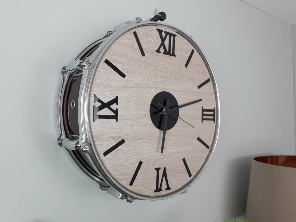 Large Drum Wall Clock 15 Inch By Vinyl Village