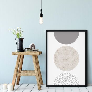 Textured Leaf Circles Abstract Art Print, Poster, 3 of 7