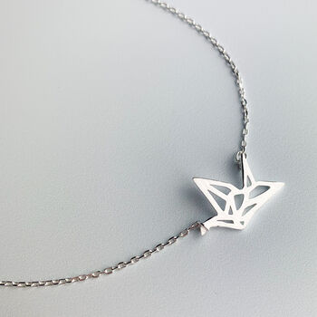 Sterling Silver Origami Crane Pendant Necklace, 3 of 7