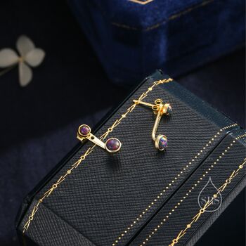 Sterling Silver Black Opal Ear Jacket, 3 of 11