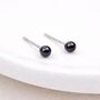 Sterling Silver Black Freshwater Pearl Micro Stud Earrings – 3mm, thumbnail 2 of 4