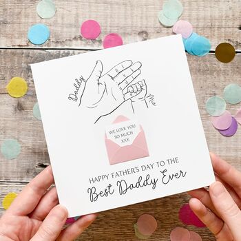 Personalised Best Daddy Father's Day Card, Children's Hands Line Art Design, 5 of 8