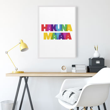 Hakuna Matata Rainbow Quote Wall Print, 3 of 4