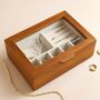 Personalised Birth Flower Glass Top Wood Jewellery Box, thumbnail 4 of 6