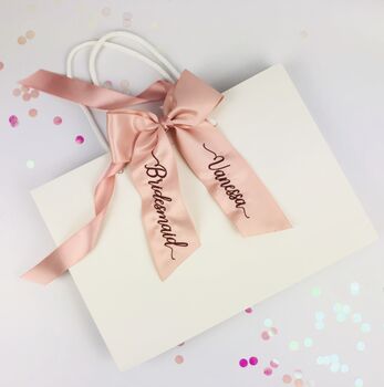 Personalised Ribbon Favours, Embroidered Bow Gift Tags, 4 of 7
