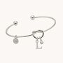 Silver Initial And Birthstone Adjustable Knotted Bangle, thumbnail 2 of 6