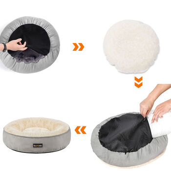 50cm Grey Dog Cat Round Washable Cushion Sofa Bed, 4 of 6