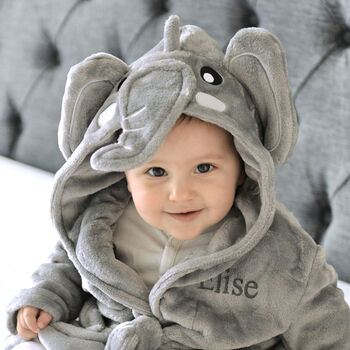 Personalised Soft Elephant Dressing Gown, 2 of 8