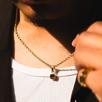 Mini Gold Tigers Eye Gemstone Pendant Necklace For Men, 4 of 12