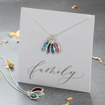 Family Birthstone Marquise Charm Necklace, 2 of 12