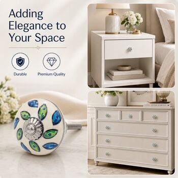 Ocean Leaf Round Shaped Ceramic Drawer Knobs, 9 of 9