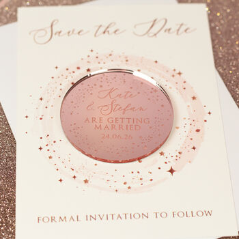 Sparkly Circle Wedding Save The Date Magnets And Cards, 5 of 9