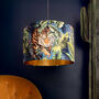 Big Cat Velvet Flint Blue Lampshades With Gold Lining, thumbnail 1 of 8