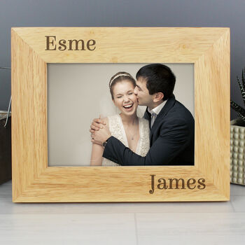 Personalised Couples 7x5 Landscape Wooden Photo Frame, 2 of 6