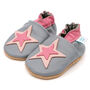 Dotty Fish Grey Starry Soft Leather Baby Shoes With Barefoot Soles, thumbnail 5 of 8