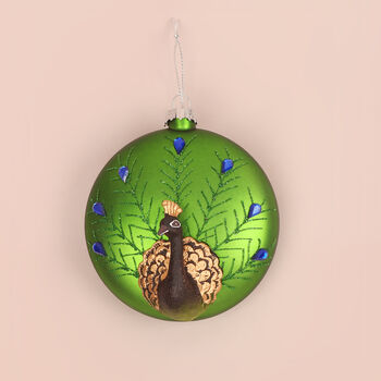 G Decor Majestic Glass Peacock Christmas Tree Bauble, 3 of 4
