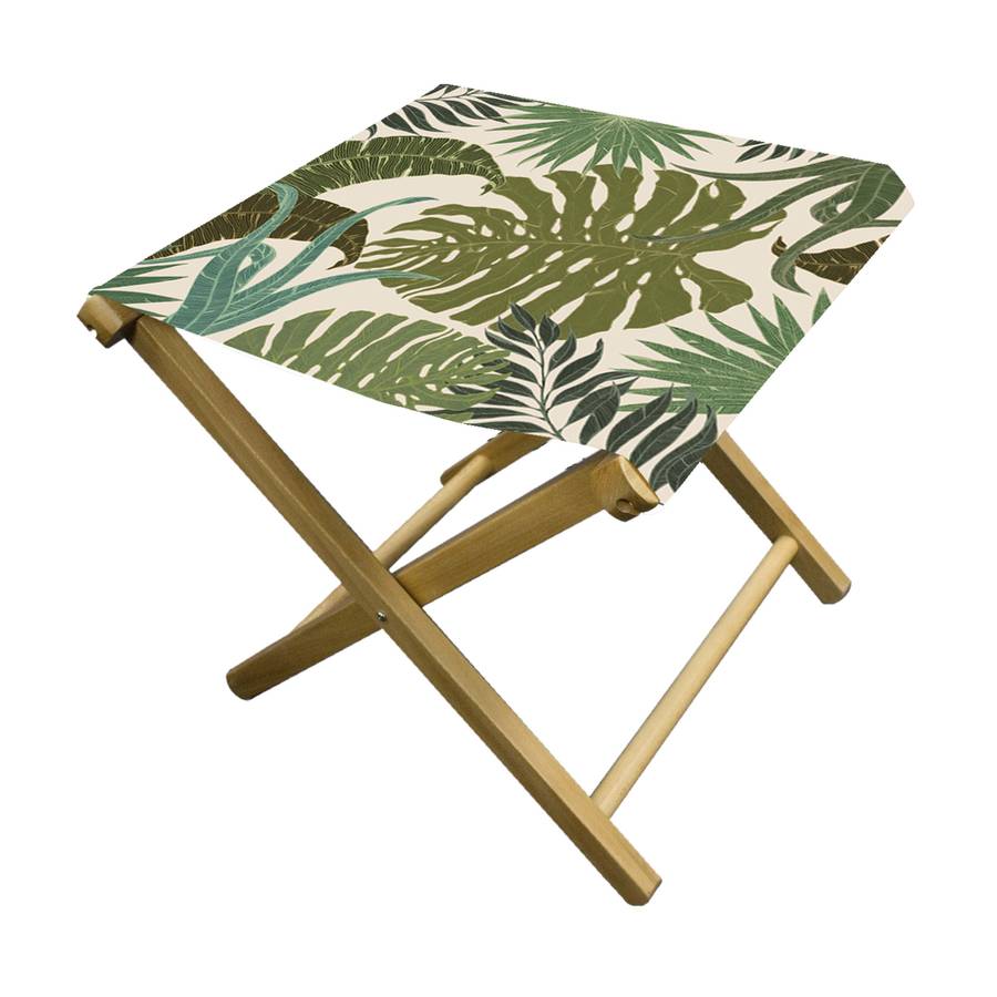 tropical palm print folding garden stool by more by design