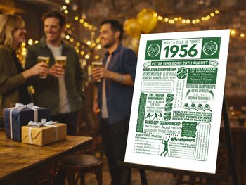 Personalised 70th Birthday Tennis Print, Custom Wall Art Gift, 12 of 12